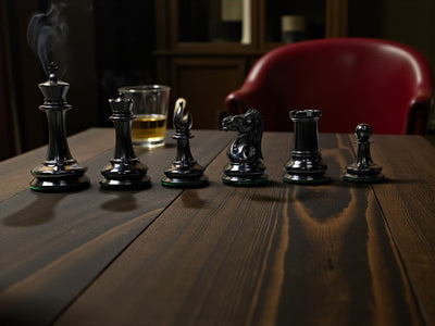 Antique Leuchars Chessmen - Mahogany Deluxe Box