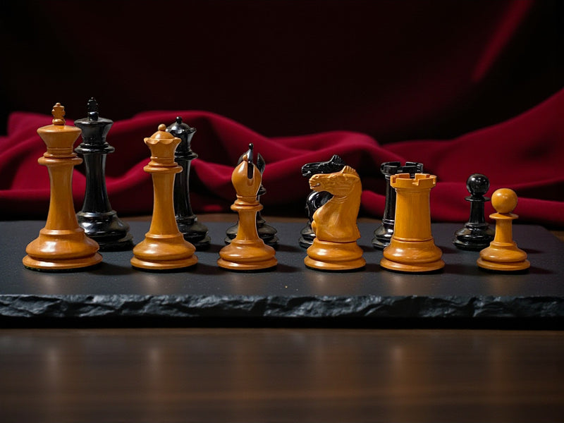 3.5" 1862 Antique Staunton Chessmen and Mahogany Deluxe Box