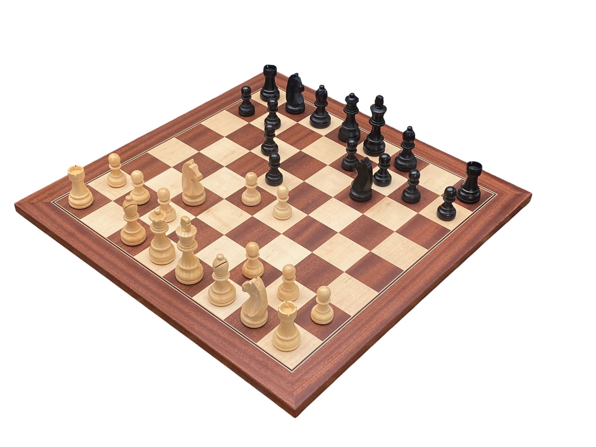 3.75" Grandmater Black Mahogany Deluxe Chess Set and Slide Lid Box