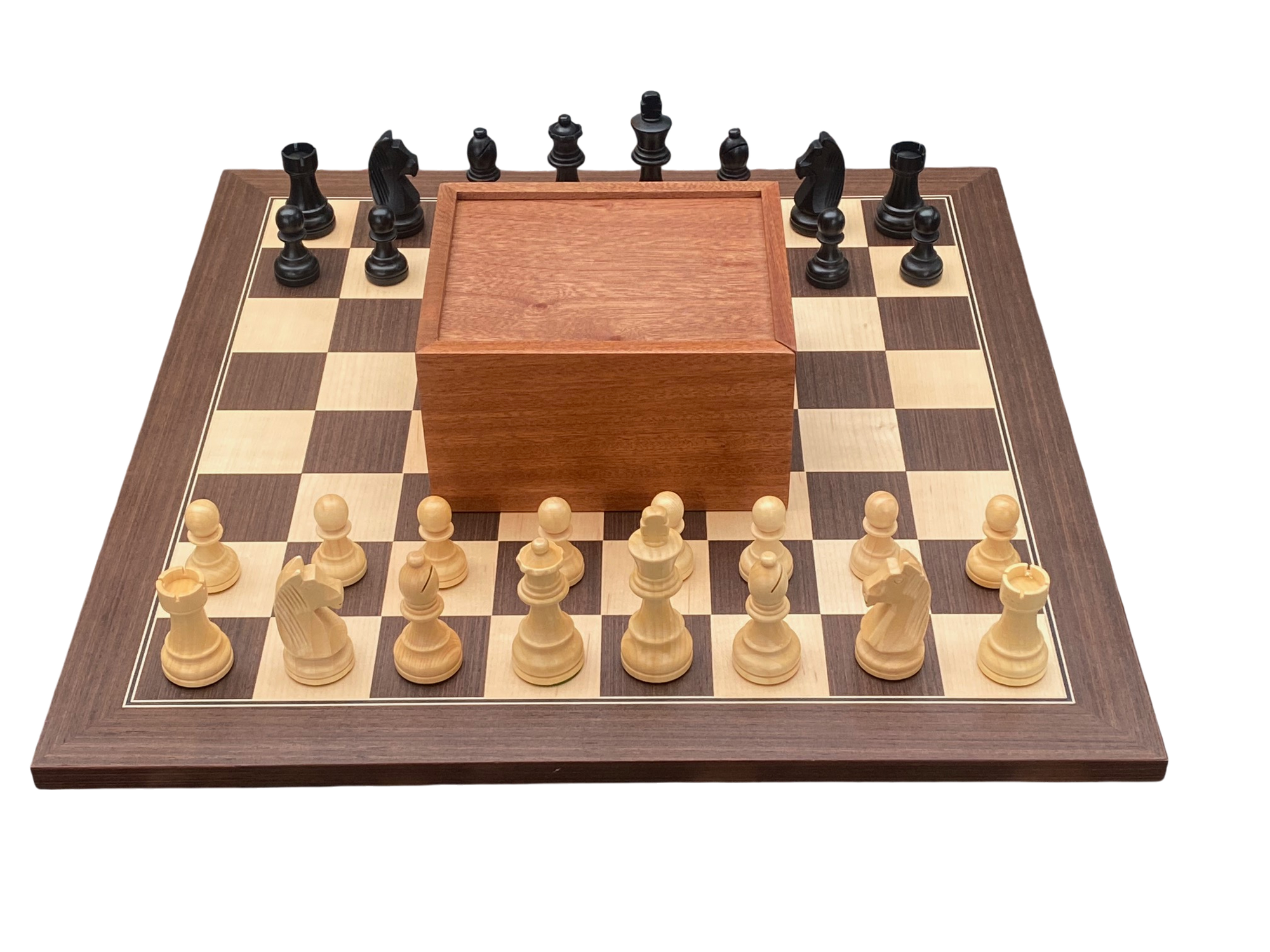 3.75" Grandmater Black Wenge Deluxe Chess Set and Slide Lid Box