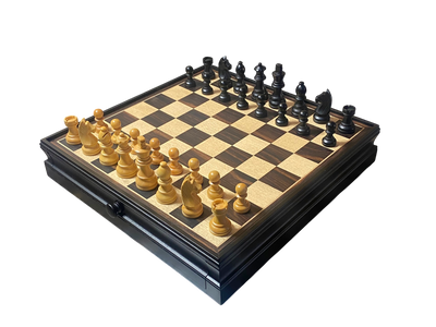 Economy Ebony Drawer Chess and Draughts Set