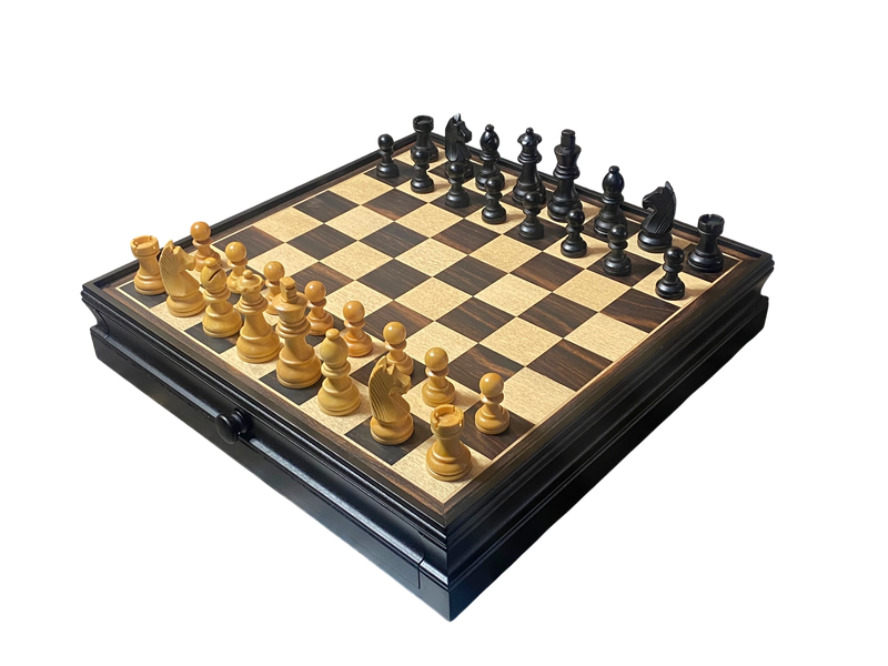 Economy Ebony Drawer Chess and Draughts Set