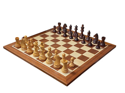 3.9 Inch Grandmaster Brown Mahogany Chess Set & Slide Ld Box