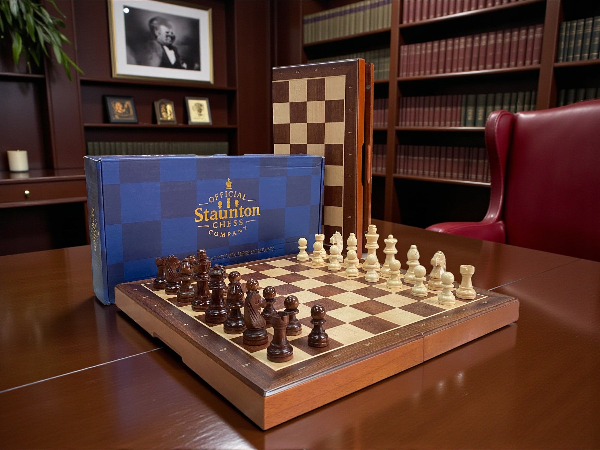 13 Inch Economy Mahogany and Maple Magnetic Chess Set