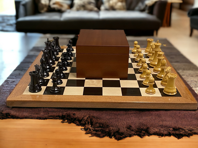 Original Staunton 1849 Reproduction Chess Pieces & Solid Ebony Acacia Chess Board - Official Staunton™ 