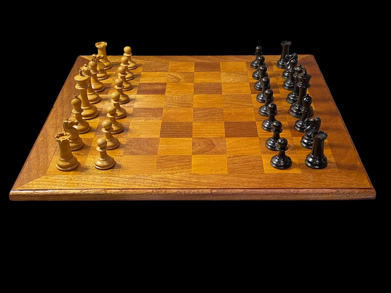 Dropjaw Staunton Chess Set – Heavy Relic Antique Board & Mahogany Box