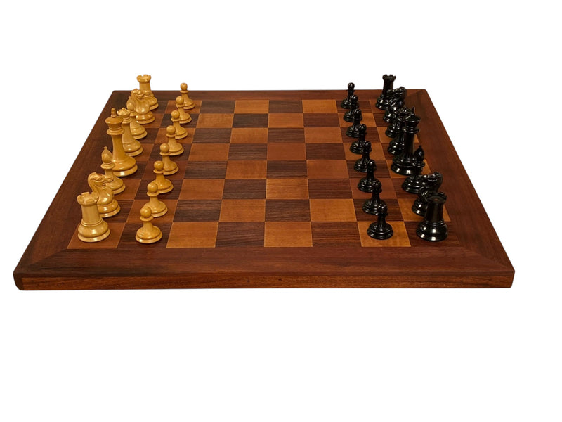 Leuchars Cooke 1849 Reproduction Chess Set with Antiqued 21-Inch Chessboard - Slide Lid Box