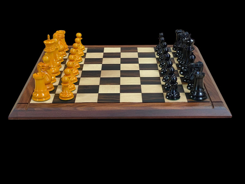 1849 Antique Ebony Staunton Chess Set with 21-Inch Ebony Golden Rosewood Board and Vinyl Box