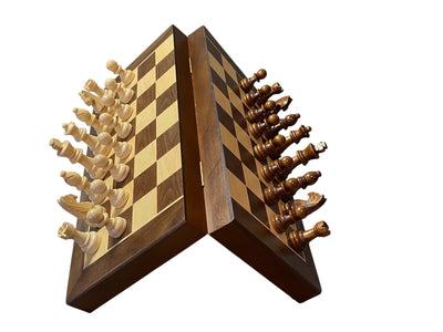 12-Inch Economy Folding Magnetic Walnut-Style Chess Set