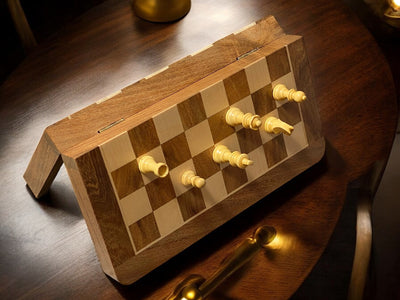 10 Inch Folding Magnetic Chess Set with Brass Clasp - Official Staunton™ 