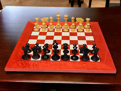 Mark Antony Chess Pieces, Presentation Case & Italian Red Chess Board - Official Staunton™ 