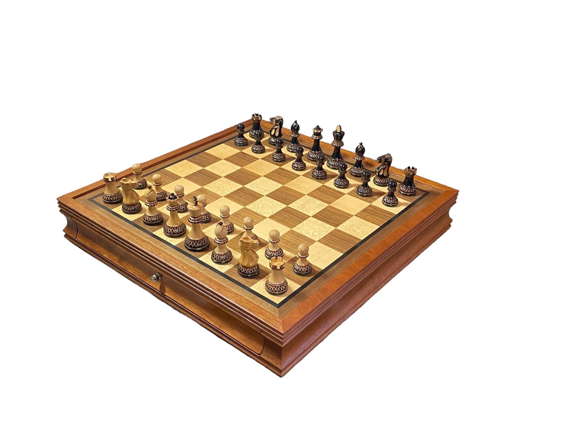 Parker Mahogany Drawer Chess Set - Official Staunton™ 