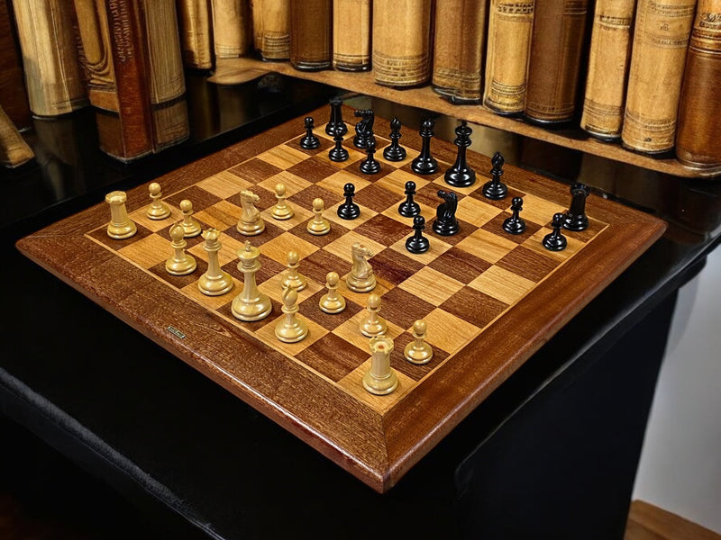 1862 Staunton Chessmen, Mahogany Antique Style Board and Hinged Box