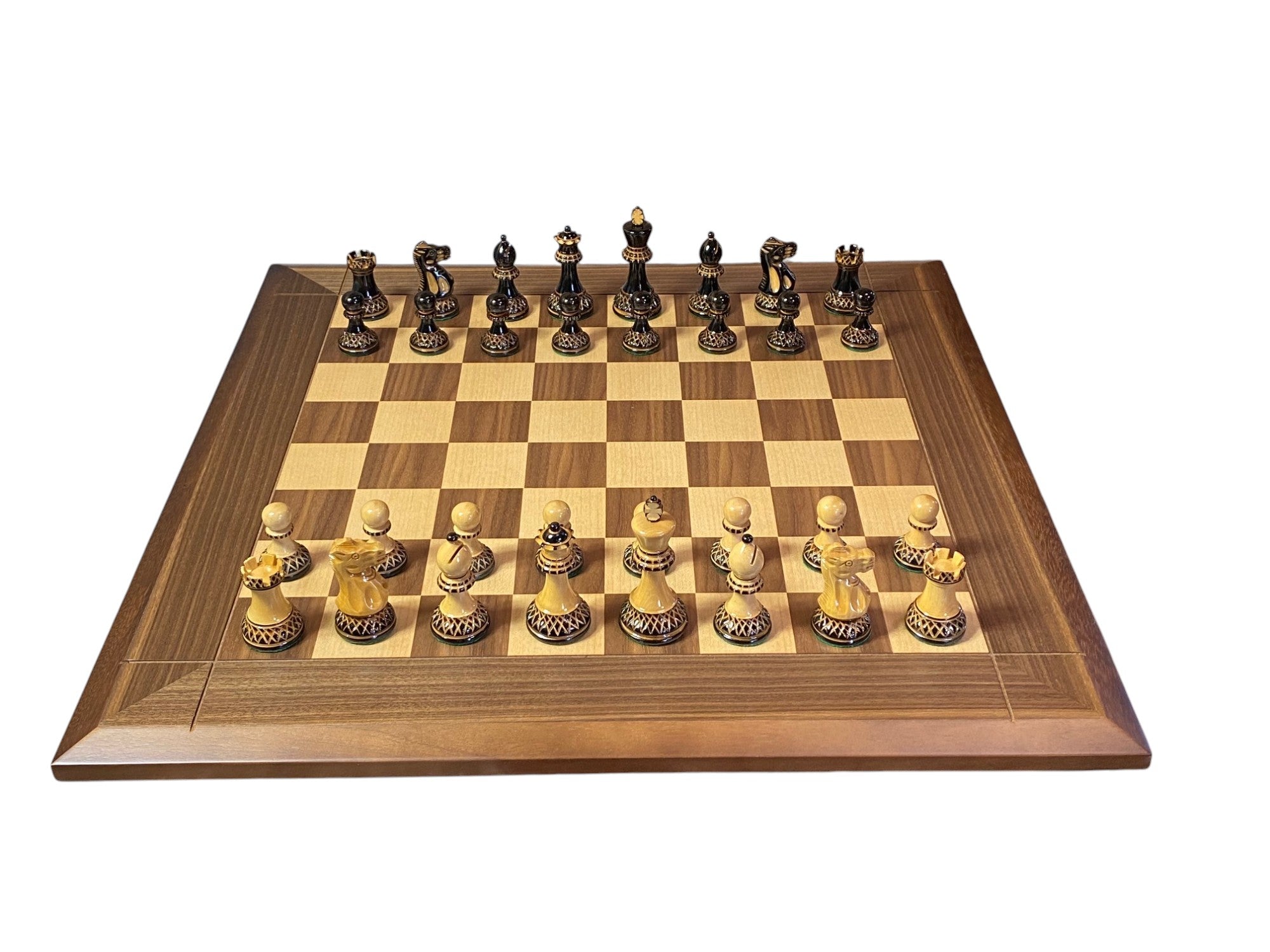 Artistic Parker Walnut Bevel Chess Board and Box