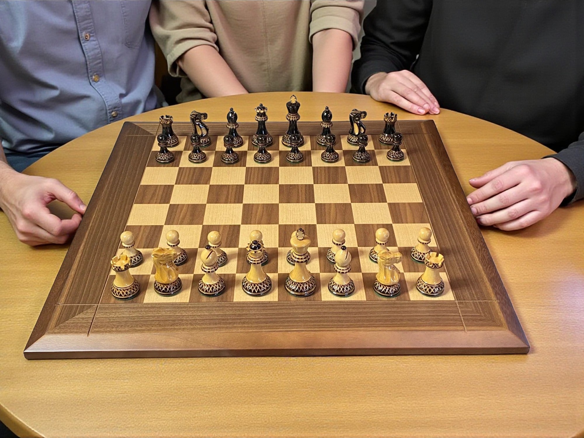Artistic Parker Walnut Bevel Chess Board and Box