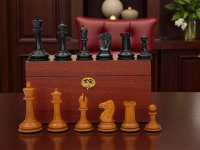 Antique Harrwitz Chessmen and Mahogany Deluxe Box