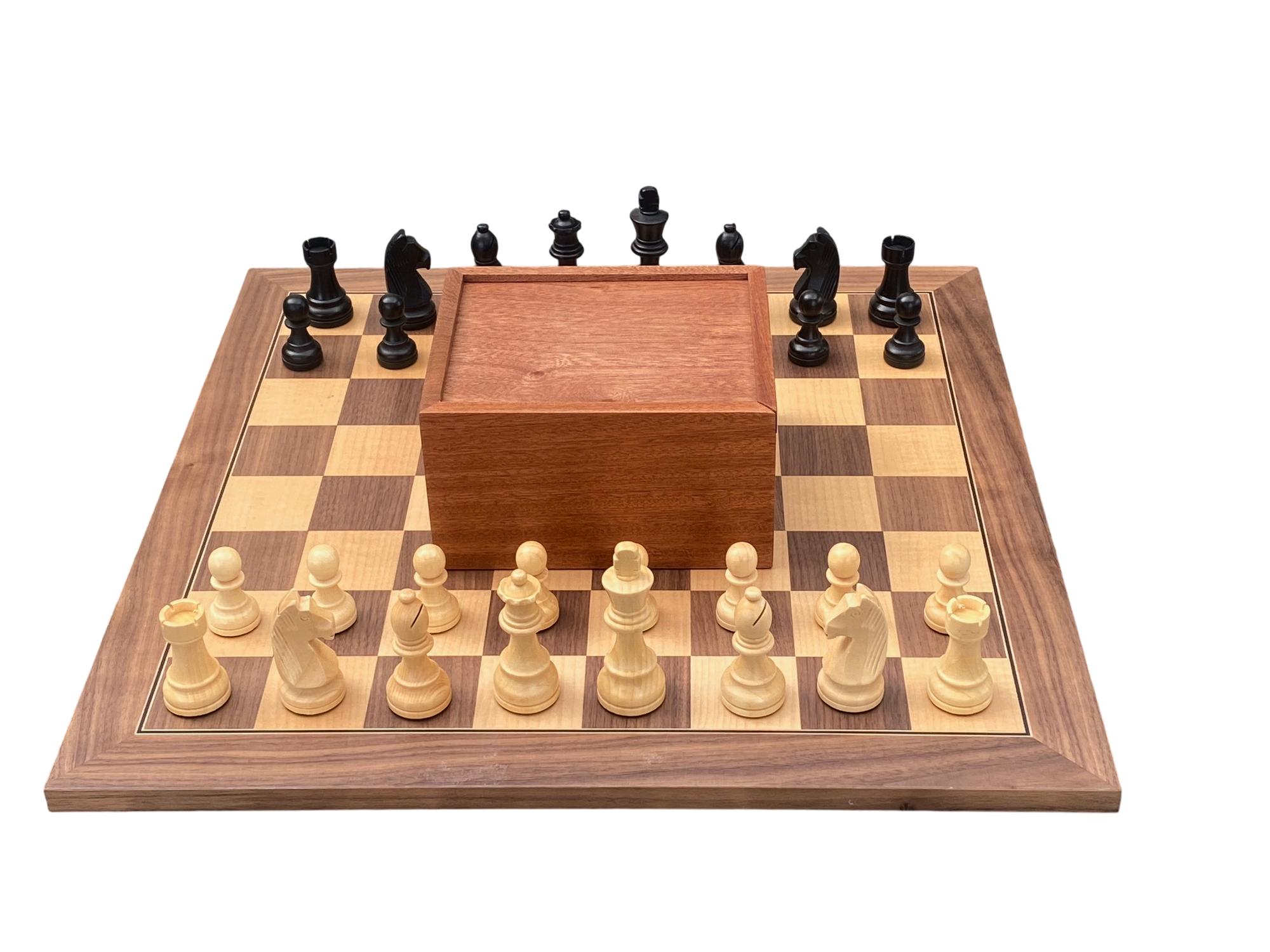 3.75" Grandmaster Black Walnut Deluxe Chess Set and Slide Lid Box
