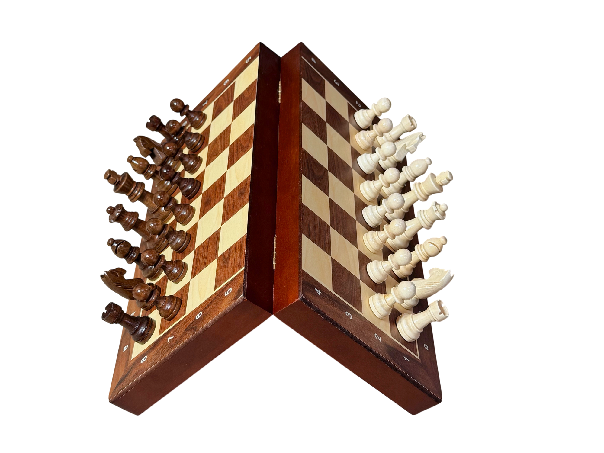 12" Economy Folding Mahogany Magnetic Chess Set