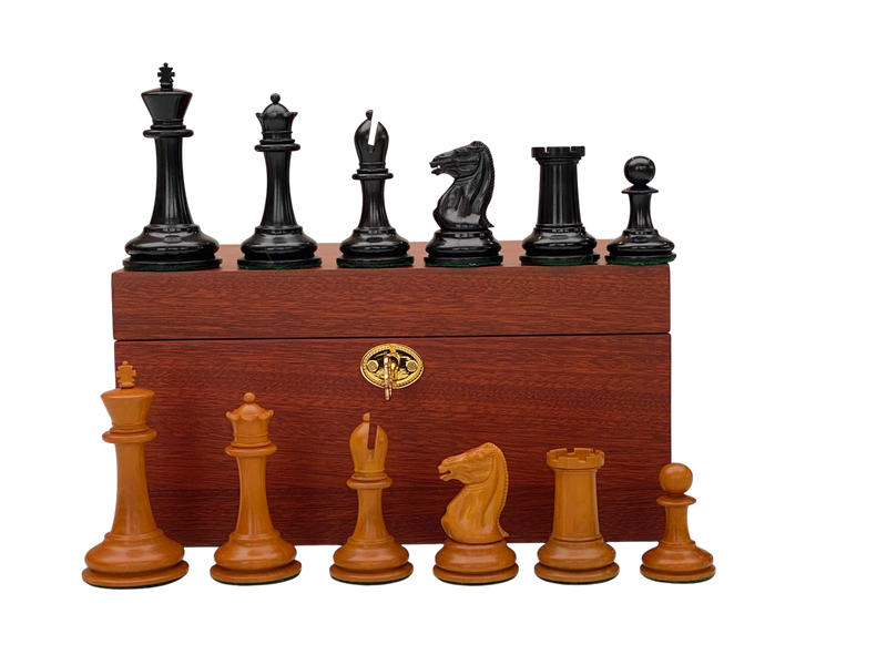 Antique Harrwitz Chessmen and Mahogany Deluxe Box