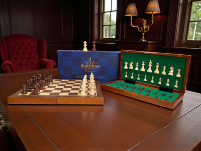 13 Inch Mahogany and Maple Magnetic Chess Set