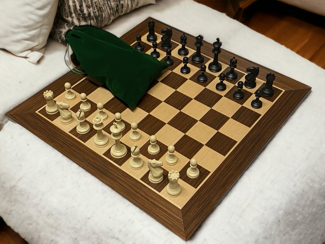 Tournament Wenge Board, Plastic Chess Pieces, Carryall & Drawstring Bag - Official Staunton™ 
