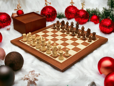 15.75 Inch Mahogany Acacia Classic Chess Set - Official Staunton™ 