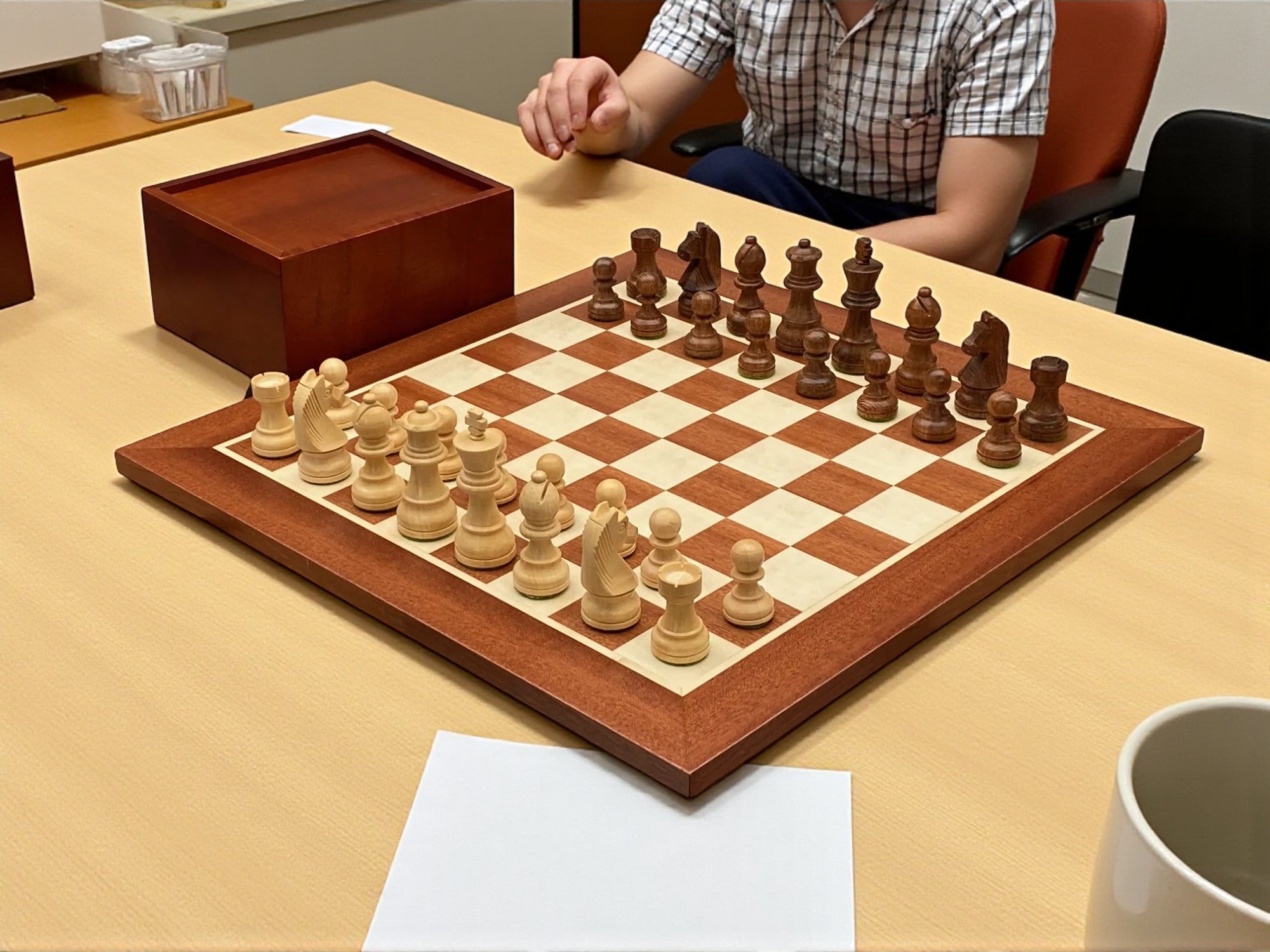 3" Acacia Classic Pieces 15.75" Mahogany Board & Slide Lid Box