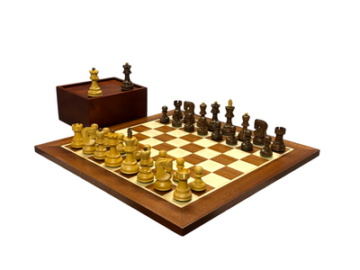3"Zagreb Russian Acacia Chess Pieces 15.75" Mahogany Board and Box - Official Staunton™ 