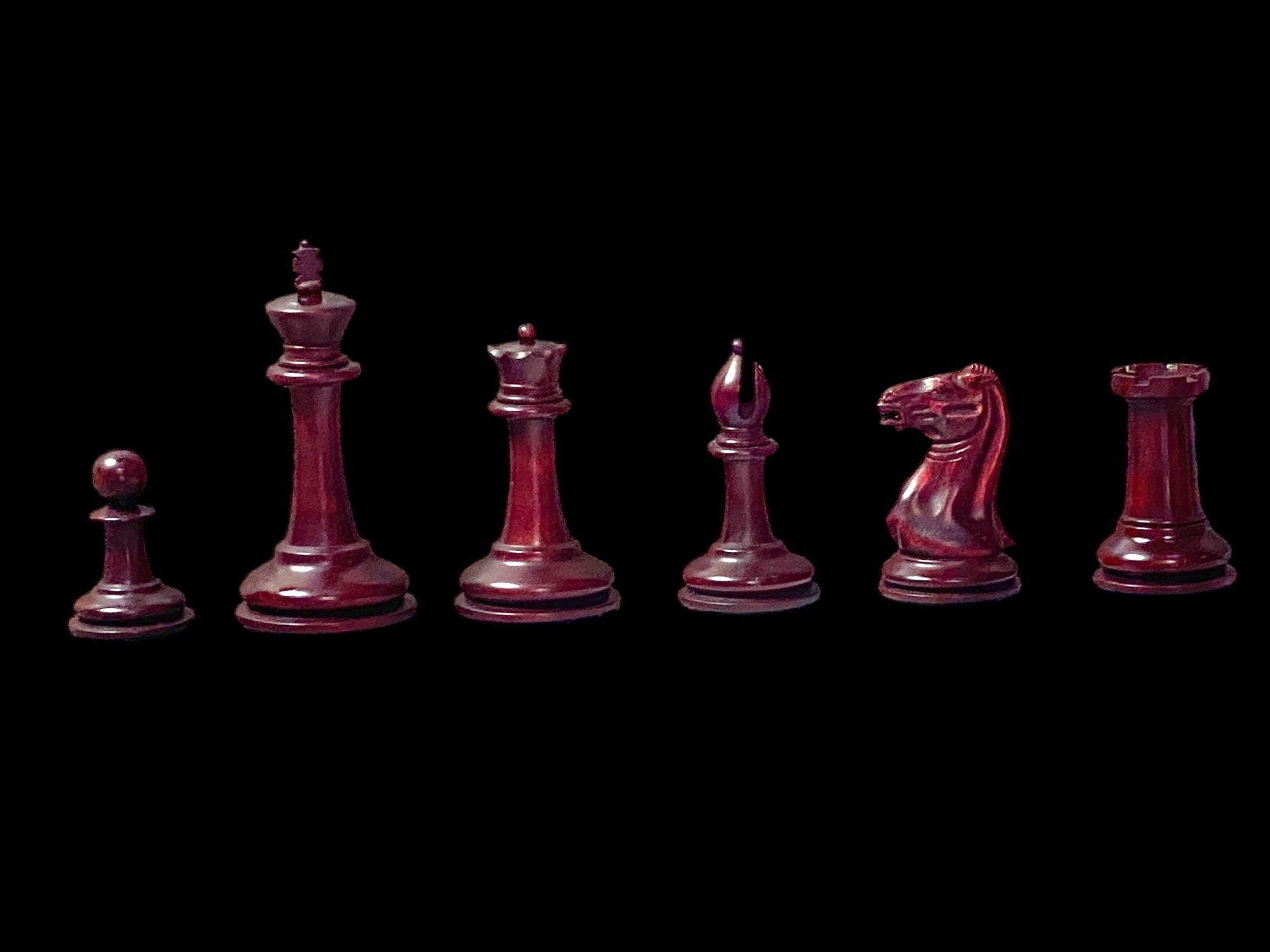 3.5" Cooke Claret Chessmen Mahogany Frame Chessboard and Hinge Box