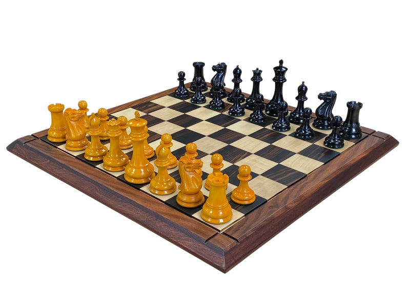 1849 Antique Ebony Staunton Chess Set with 21-Inch Ebony Golden Rosewood Board and Vinyl Box