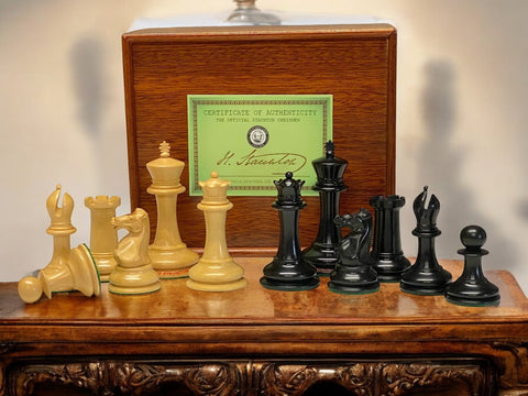 
  
	
    
	
    3.5 Inch DropJaw Ebony Chess Set & Mahogany Slide Box