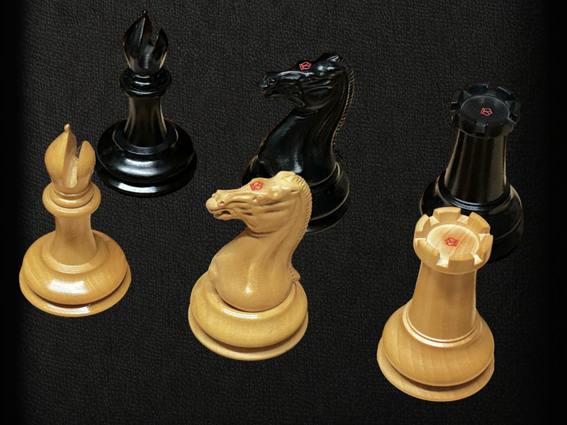 NW- 1850 London Boxwood and Ebony 3.5 Inch Replica Chessmen - Official Staunton™ 