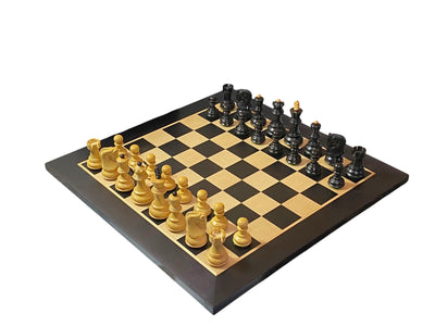 Zagreb Ebonised Chess Pieces, Anegre Chessboard, Vinyl Box