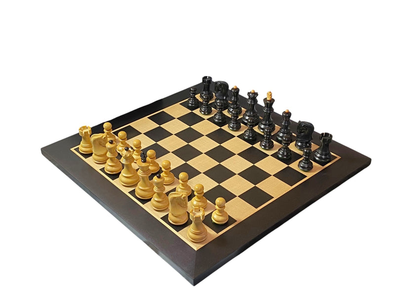 Zagreb Ebonised Chess Pieces, Anegre Chessboard, Vinyl Box