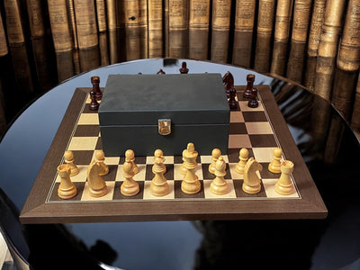 Grandmaster Chess Set – 4" Burgundy & Natural Pieces with 20" Wenge Board & Vinyl Box