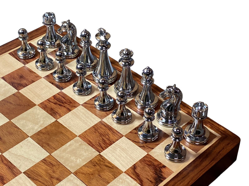Gold and Silver Metal Folding Chess Set
