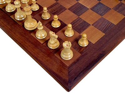 Leuchars Cooke 1849 Reproduction Chess Set with Antiqued 21-Inch Chessboard - Slide Lid Box