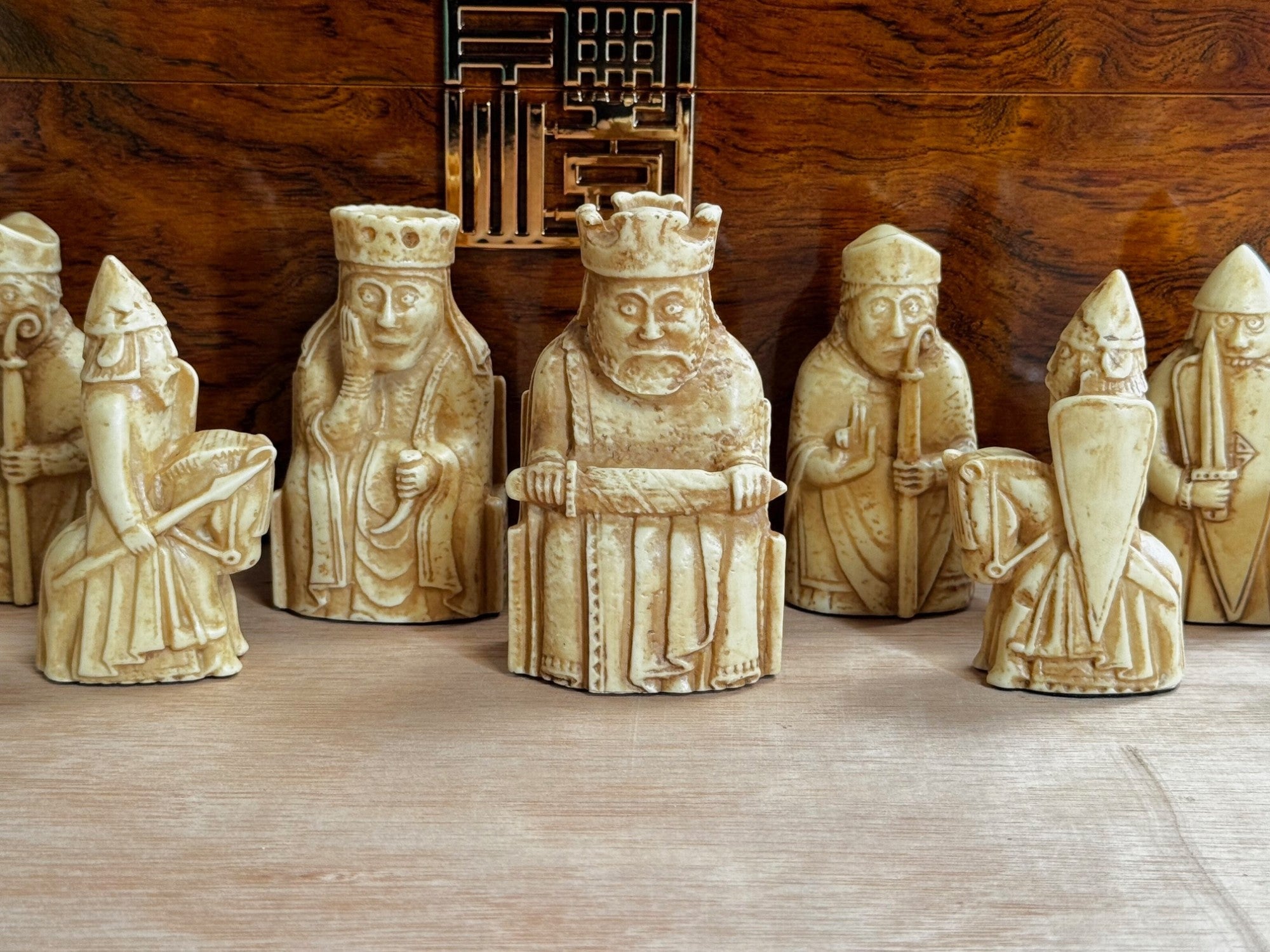 Isle of Lewis Chess Set with Deluxe Walnut Burlroot Storage Box
