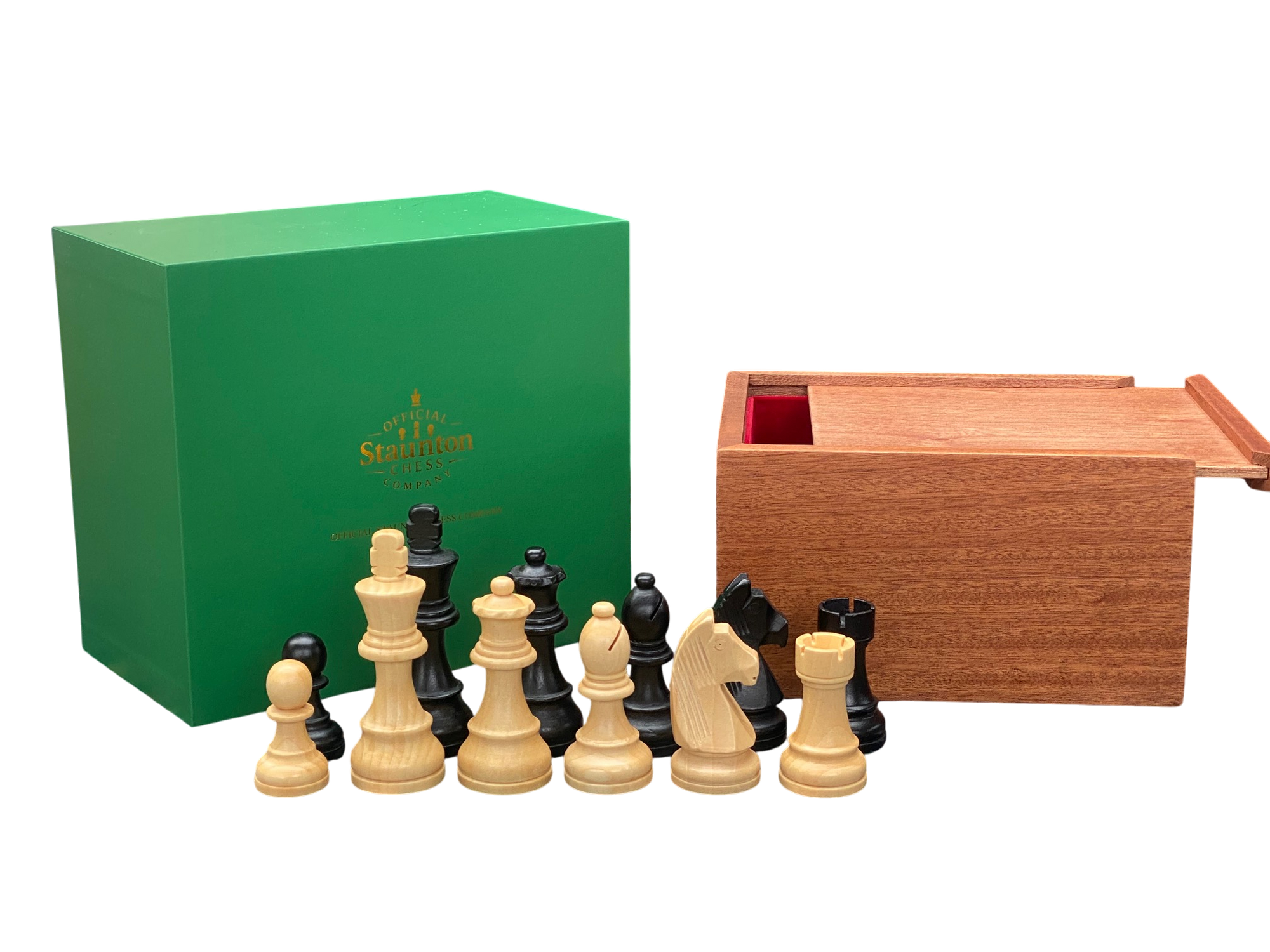 3.75" Grandmater Black Wenge Deluxe Chess Set and Slide Lid Box