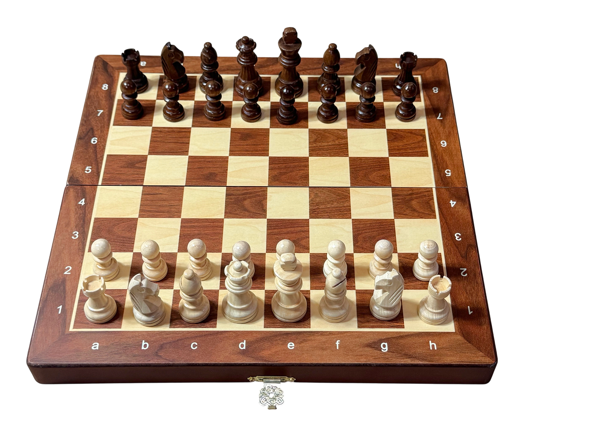 12" Economy Folding Mahogany Magnetic Chess Set