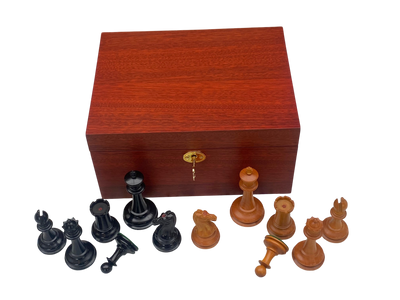 Antique Harrwitz Chessmen and Mahogany Deluxe Box