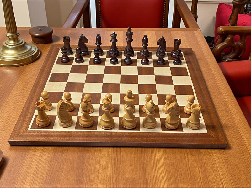 3.9 Inch Grandmaster Brown Mahogany Chess Set & Slide Ld Box