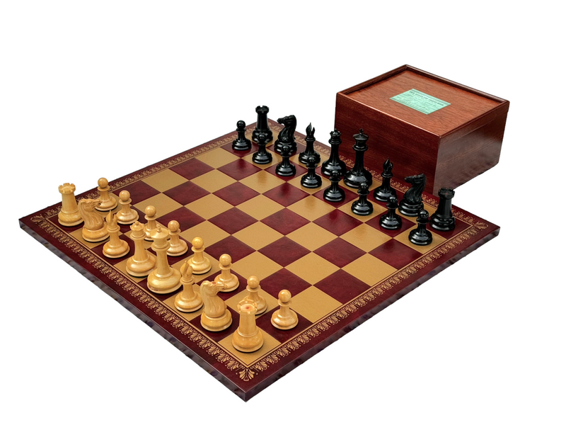 1850 London Chessmen Italian Retro Chessboard and Slide Top Box - Official Staunton™ 