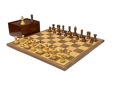 2.6" Zagreb Rosewood Walnut Chess Set & Slide Top Box - Official Staunton™ 