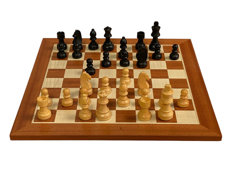 15.75" Grandmaster Black Mahogany Chess Set & Drawstring Bag