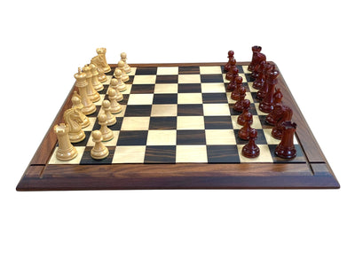 Tristan Imperial Padauk & Boxwood Chess Set with 21-Inch Ebony Rosewood Board