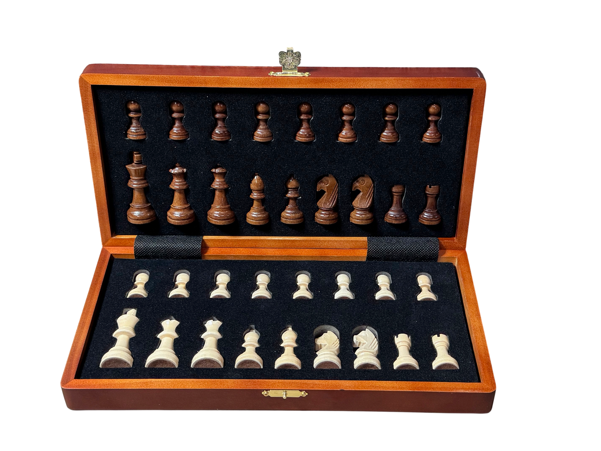 12" Economy Folding Mahogany Magnetic Chess Set