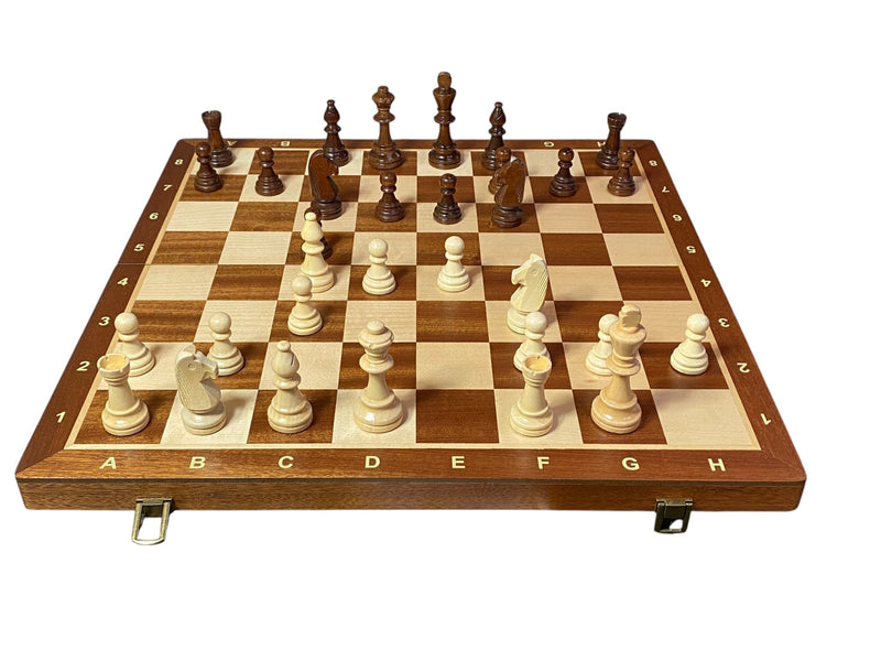 20 Inch Tournament Folding Mahogany Maple Chess Set