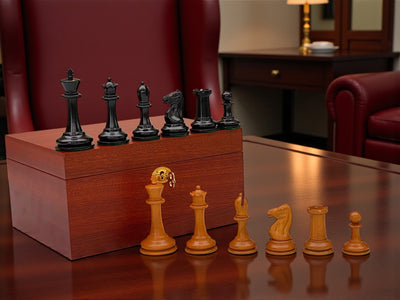 Antique Harrwitz Chessmen and Mahogany Deluxe Box