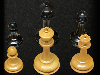 NW- 1850 London Boxwood and Ebony 3.5 Inch Replica Chessmen - Official Staunton™ 